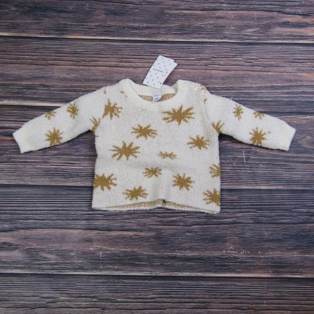 Nordstrom‎ NEW Baby Toddler 3M Ivory White Starry Stars Soft Sweater
